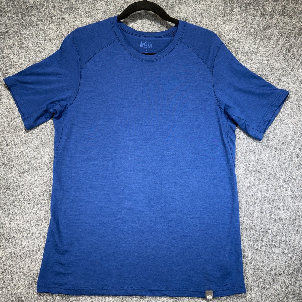REI Co-op Merino Wool T-Shirt Mens Medium Blue Short Sleeve Base Layer Hiking